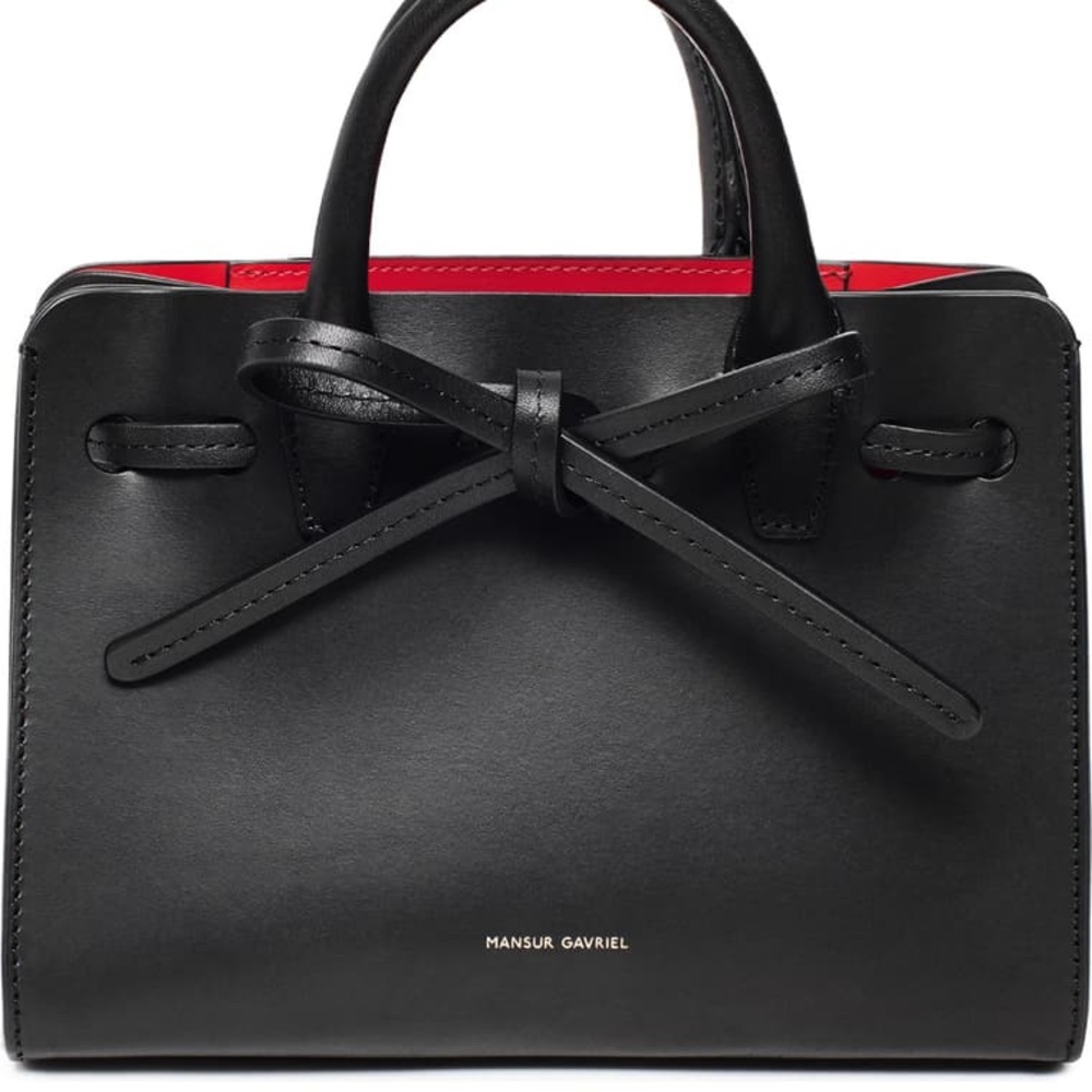 Mansur Gavriel Mini Mini Sunbag - Black/Flamma - Picture 3 of 7